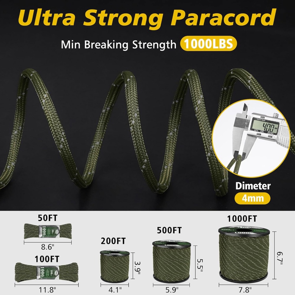 Reflective Paracord 1000lb, 50 - Para Cord 1000Ft บทวิจารณ์และราคา