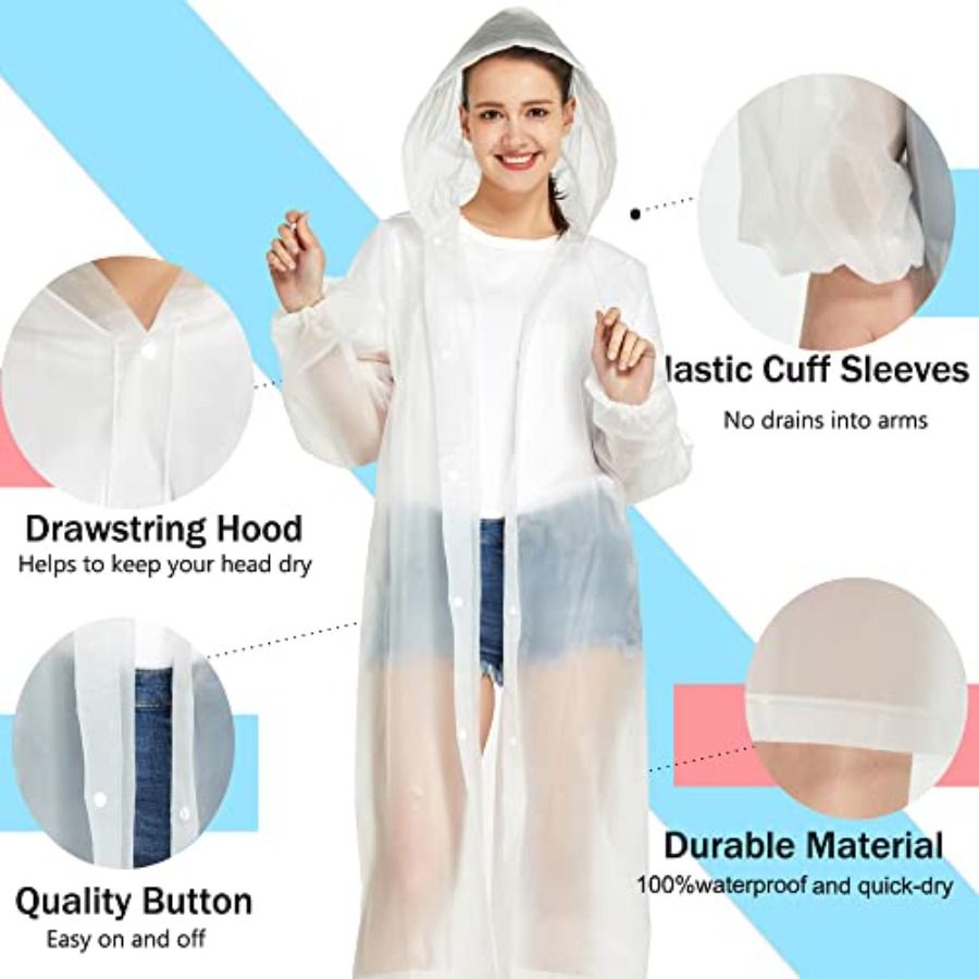 2 Pack Waterproof Rain Ponchos - Emergency Poncho Rain บทวิจารณ์และราคา