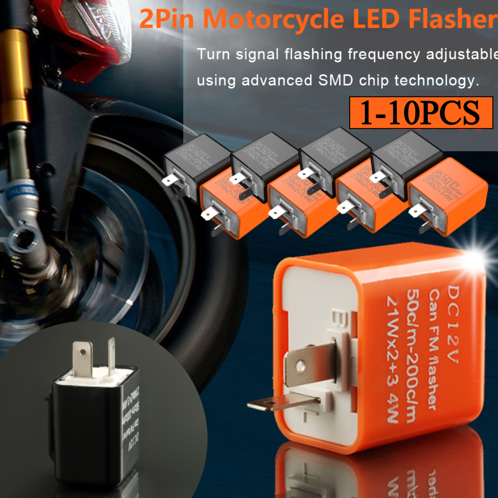 2Pin Motorcycle LED Flasher Re - Signal Panel Orange บทวิจารณ์และราคา