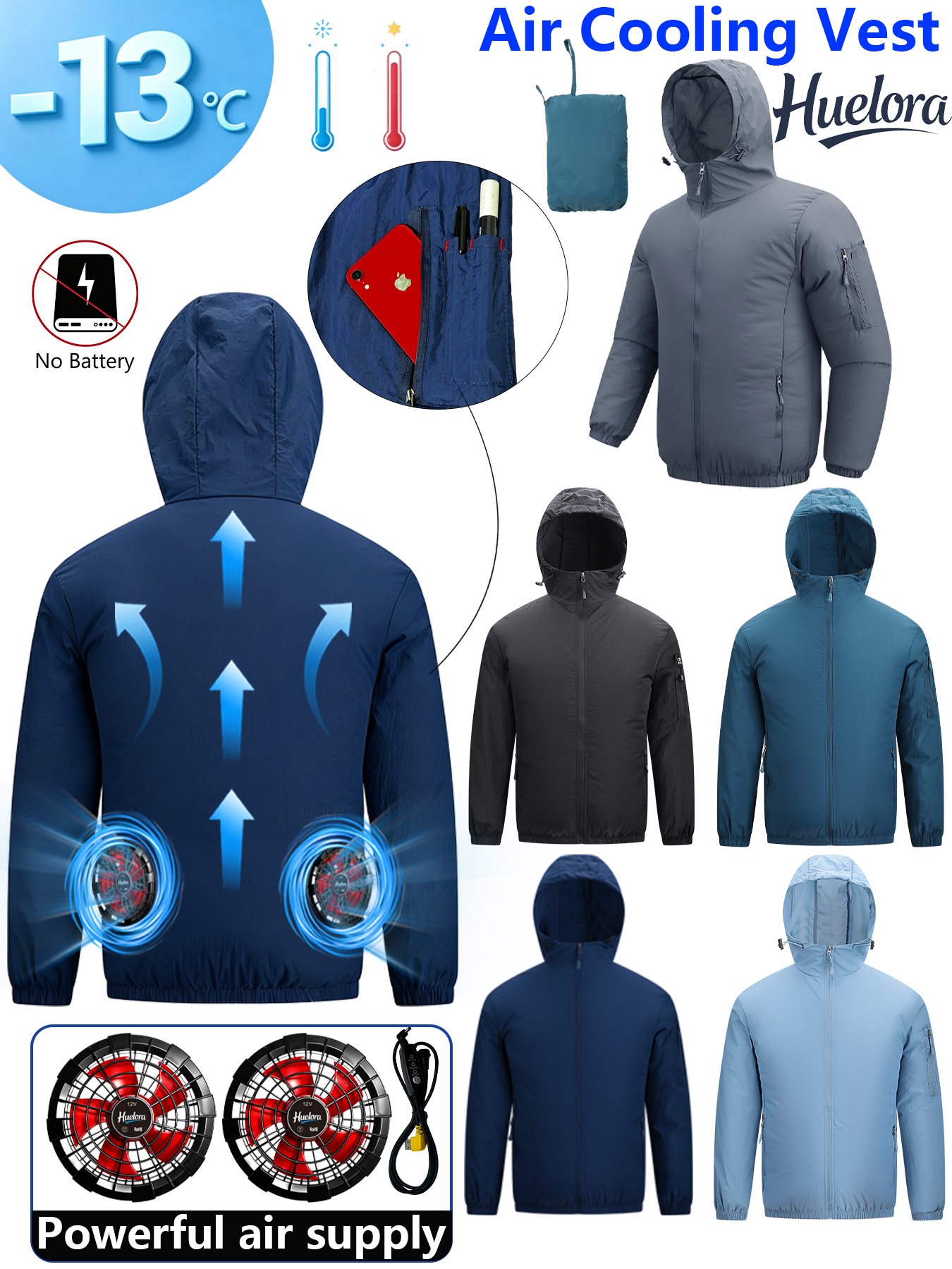 Men's Hooded USB Cooling Jacke - Fishing Kit Compact บทวิจารณ์และราคา