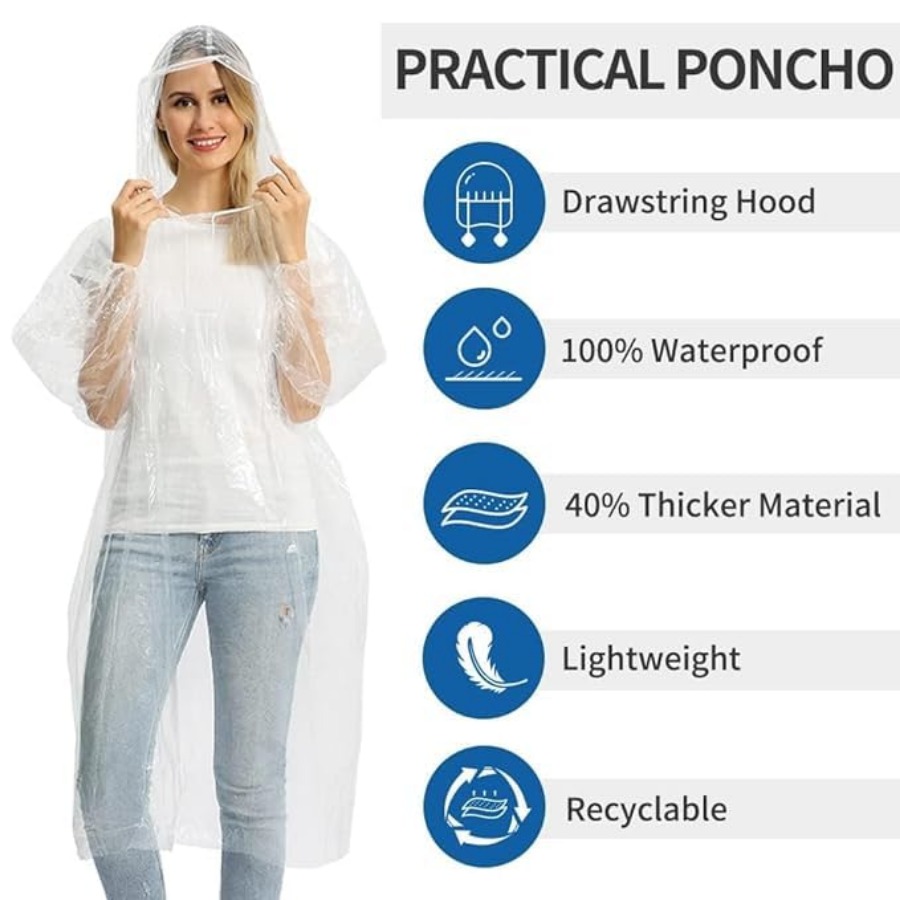 5/10/20 Pack Rain Ponchos, Dis - Emergency Poncho Rain บทวิจารณ์และราคา