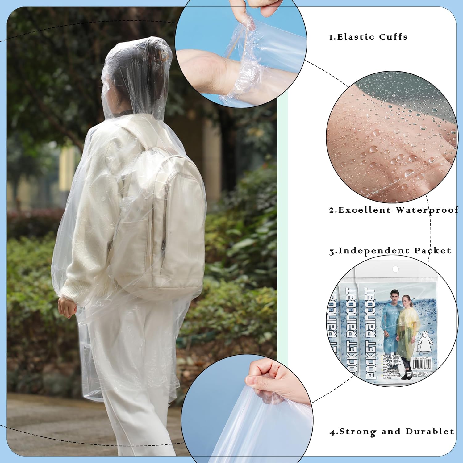 10 Pack Disposable Rain Poncho - Emergency Poncho Rain บทวิจารณ์และราคา