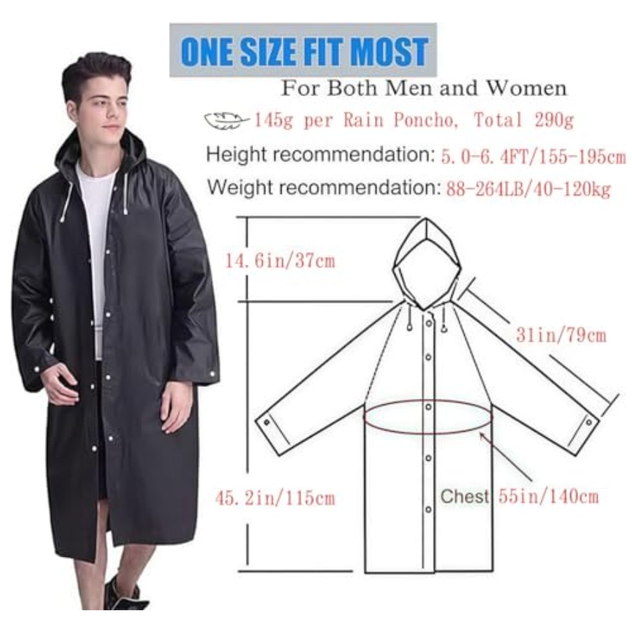 Rain Coat Poncho for Adult, 2  - Emergency Poncho Rain บทวิจารณ์และราคา