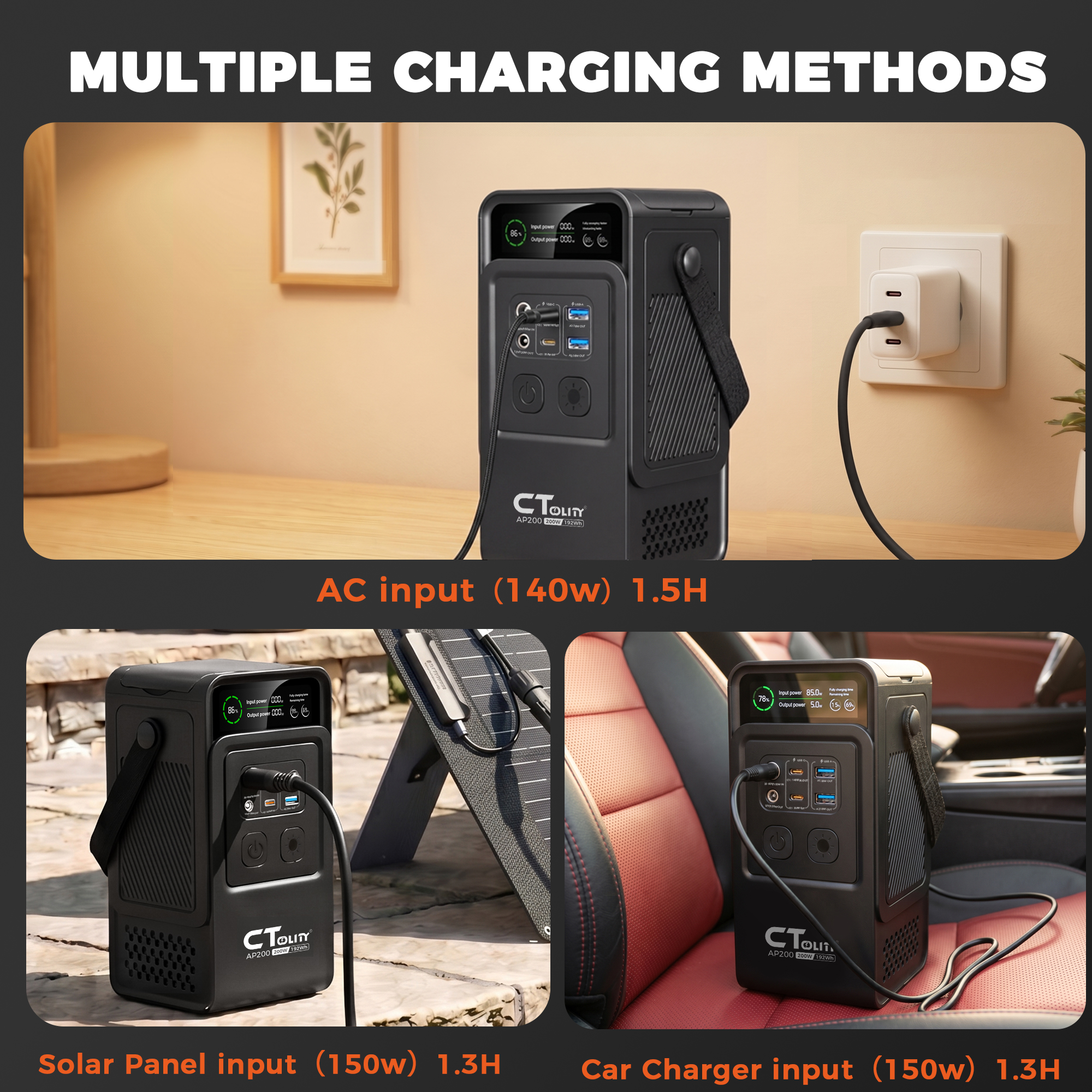 CTOLITY AP200 AP1000 Black sty - Solar Emergency Charger บทวิจารณ์และราคา
