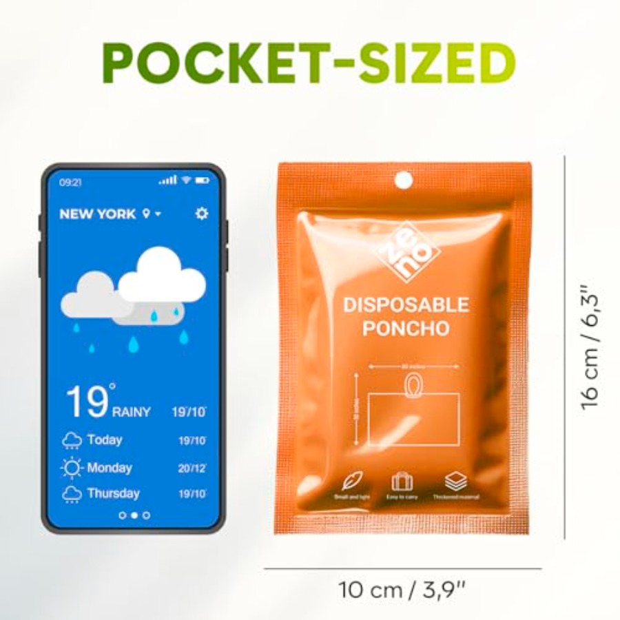 Disposable Rain Ponchos for Ad - Emergency Poncho Rain บทวิจารณ์และราคา