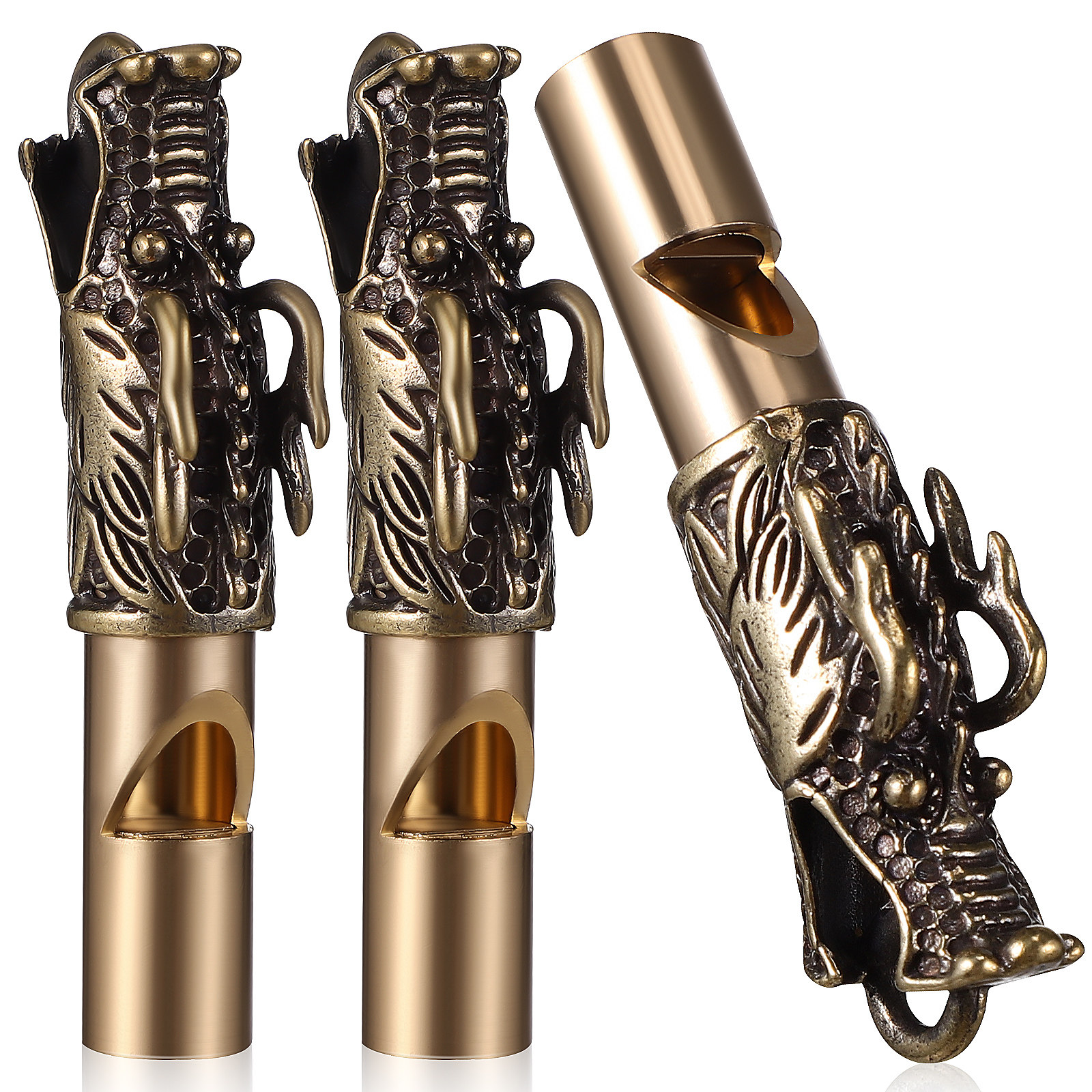 3Pcs Dragon Whistles Brass Ret - Emergency Whistle Loud บทวิจารณ์และราคา