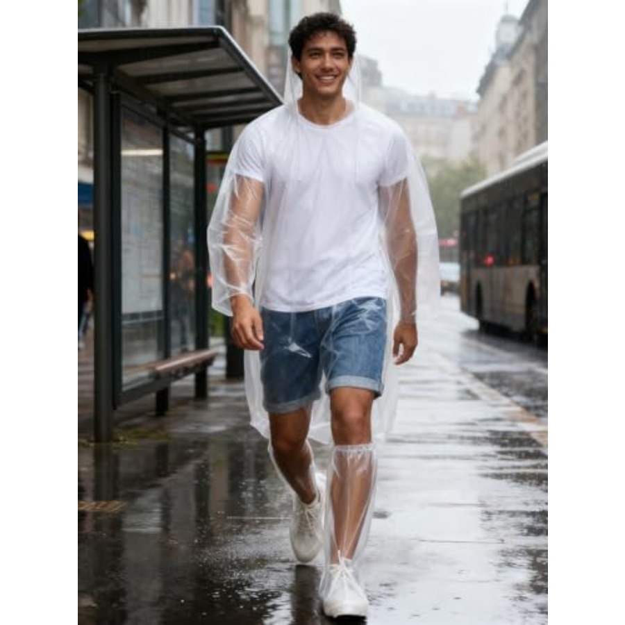 Disposable Rain Ponchos for Ad - Emergency Poncho Rain บทวิจารณ์และราคา